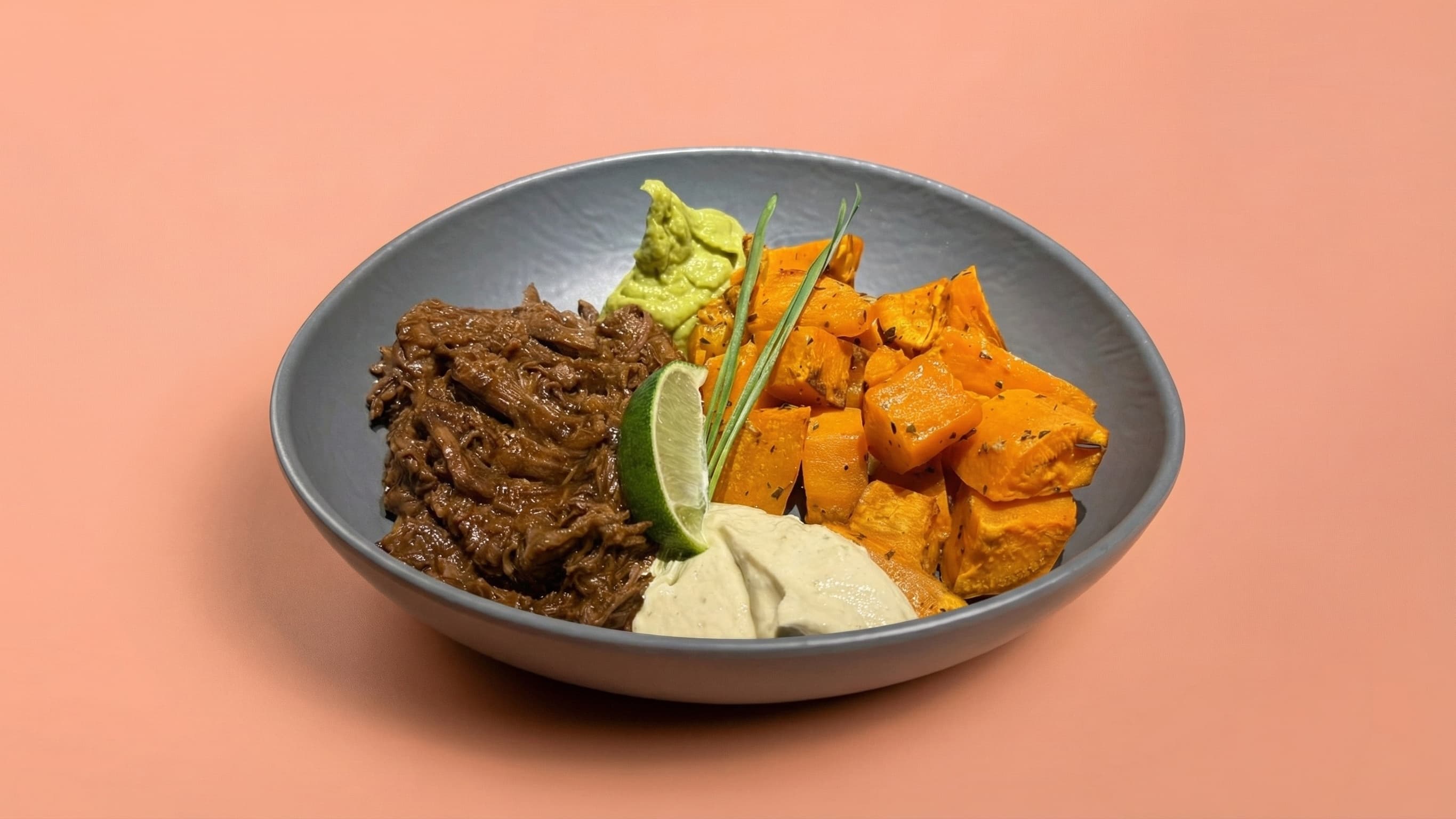 Телешко дърпано с печен батат